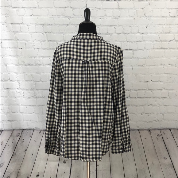 Paper Crane Checkered Button Down Babydoll Shirt - Picture 4 of 7